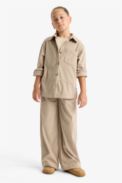 Wide Leg Beli Lastikli Geniş Paça Pantolon Kız Çocuk