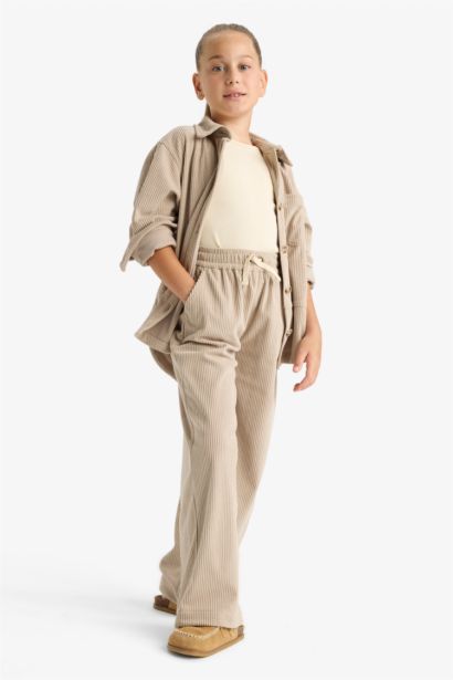 Wide Leg Beli Lastikli Geniş Paça Pantolon Kız Çocuk