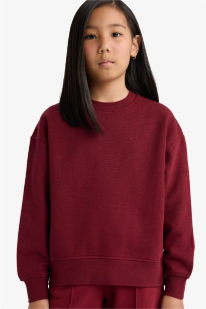 Қыздарға релакс пішімі дөңгелек жаға Свитер