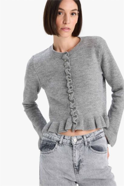 Regular Fit Crew Neck Knitwear Cardigan