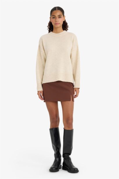 Oversize Fit Crew Neck Knitwear Pullover