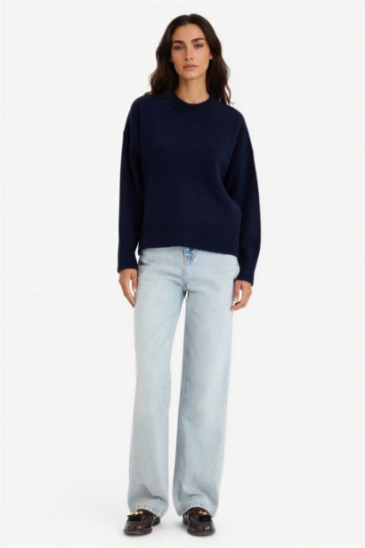 Oversize Fit Crew Neck Knitwear Pullover