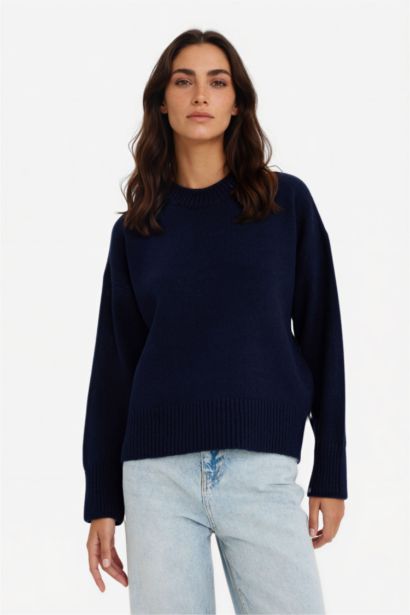 Oversize Fit Crew Neck Knitwear Pullover