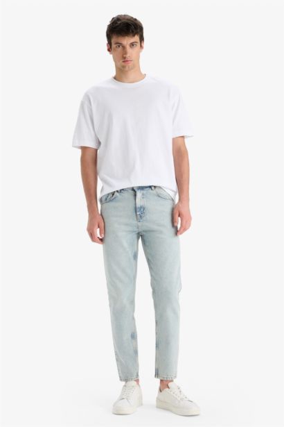 100% хлопок, джинсы Slim Fit с высокой талией и узкими штанинами в стиле 90-х, с эффектом стирки