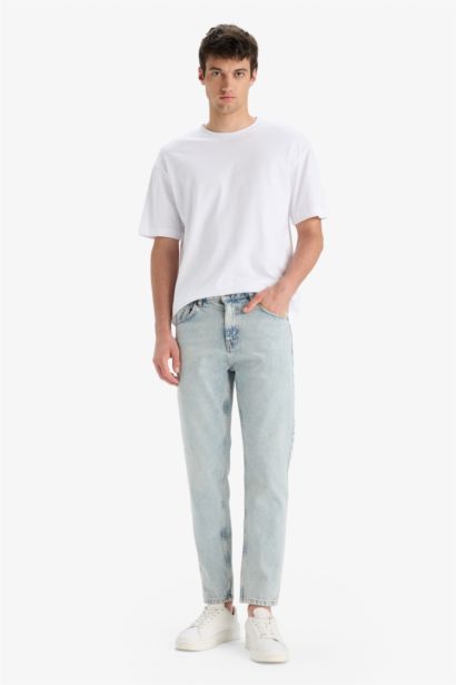 100% хлопок, джинсы Slim Fit с высокой талией и узкими штанинами в стиле 90-х, с эффектом стирки