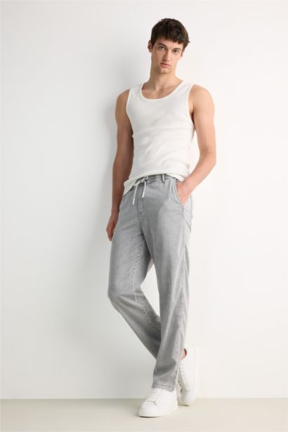 Elastic Waist Wide Leg Washed Summer Jeans