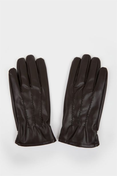 Man Faux Leather Gloves