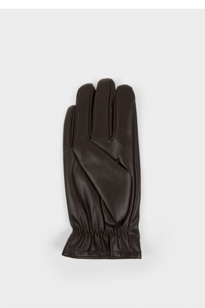 Man Faux Leather Gloves