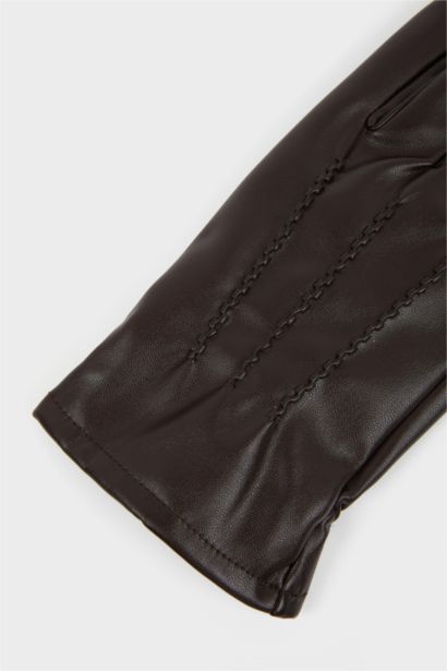 Man Faux Leather Gloves
