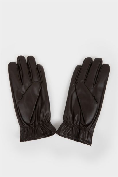 Man Faux Leather Gloves