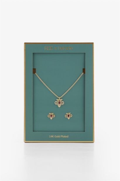 سيت ذهبي تراجي و قلادة - قطعتين من Reis x DeFacto