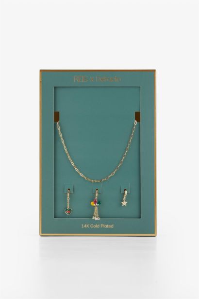 Reis x DeFacto Gold Plated Carnaval Charms 3 Piece Charm Gold Necklace