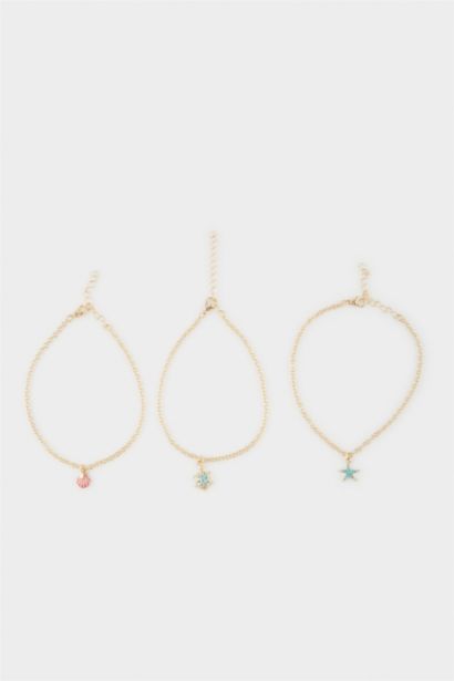 Woman 3 Piece Gold Anklet