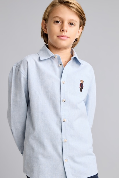 Oversize Ayıcıklı Flanel Uzun Kollu Gömlek Erkek Çocuk