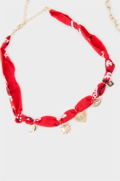 Woman 2 Piece Red and Gold Necklace