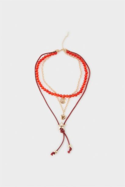 Woman 3 Piece Red Necklace