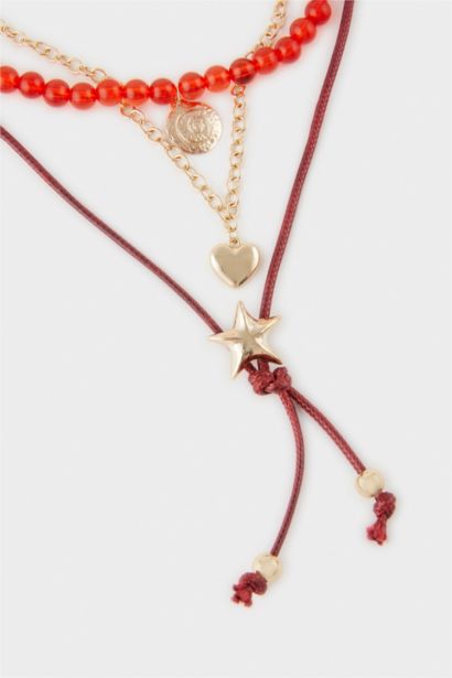 Woman 3 Piece Red Necklace