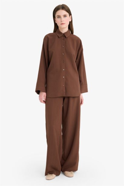 Relax Fit Gofre Textured Shirt Trousers 2 Piece Set