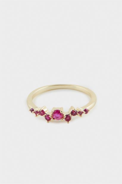 Reis x DeFacto Gold Plated Ruby Queen 2 Piece Purple Stone Gold Ring