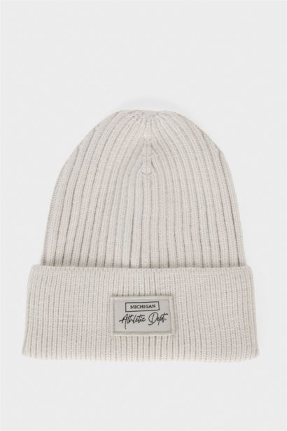 Erkek Etiket Baskılı İçi Polarlı Bere