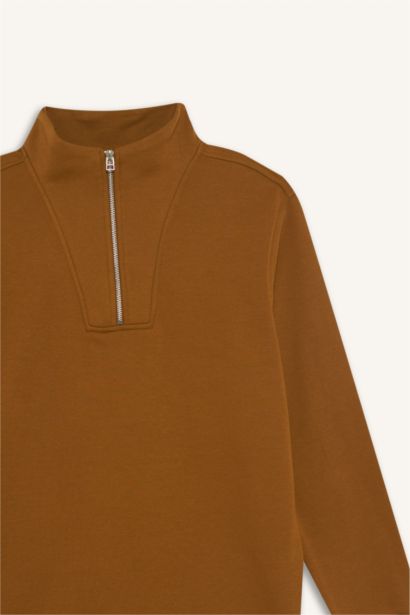 Regular Fit Half Turtleneck Zip-Up Sweatshirt