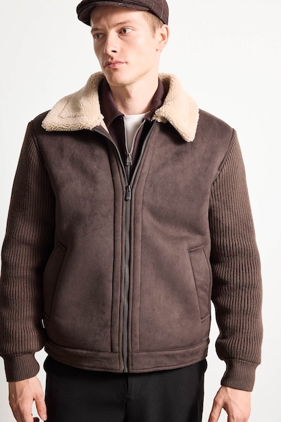 Slim Fit Triko Kollu Mont