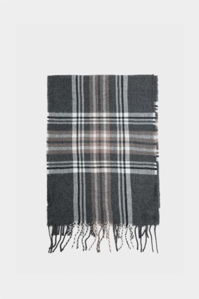 Man Plaid Neck Scarf