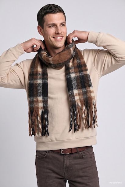 Boy Plaid Woven Scarf