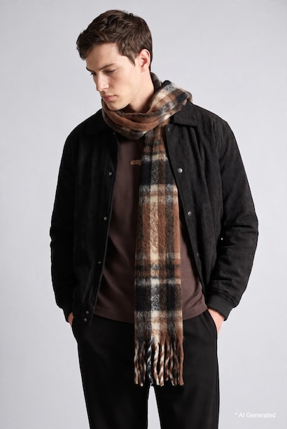 Boy Plaid Woven Scarf
