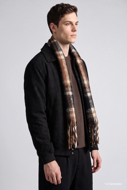 Boy Plaid Woven Scarf
