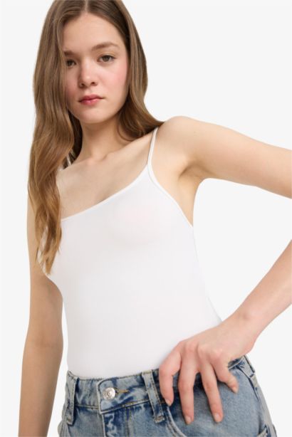 Basic Düz Askılı Beyaz Body