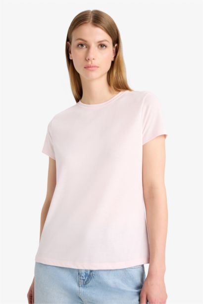 Regular Fıt Bisiklet Yaka Basıc Düz Kısa Kollu Tişört