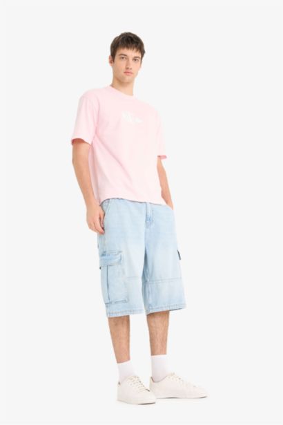 Cargo Fit Cotton Denim Bermuda Jorts