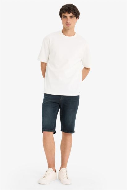 Slim Fit Denim Bermuda Shorts