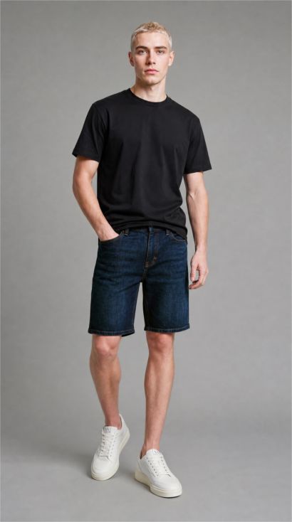 Slim Fit Denim Bermuda Shorts