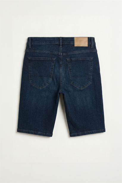 Slim Fit Dar Kesim Jean Bermuda Şort