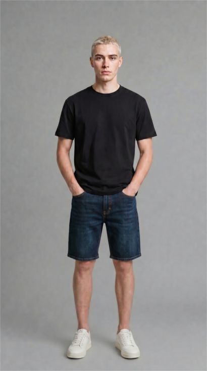 Slim Fit Denim Bermuda Shorts