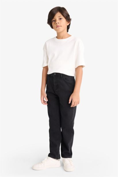 Straight Fit Düz Paça Jean Polar Astarlı Pantolon Erkek Çocuk