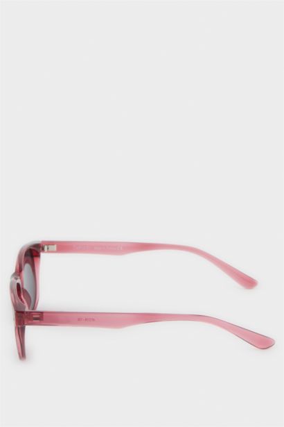 Yuvarlak Bordo Plastik Çerçeve Siyah Cam Polarize Güneş Gözlüğü Kız Çocuk