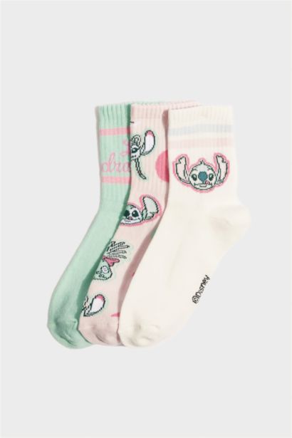 Girl Disney Lilo & Stitch 3 Piece Cotton Long Sockss