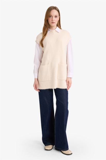 Pull sans manches en tricot Coupe ample