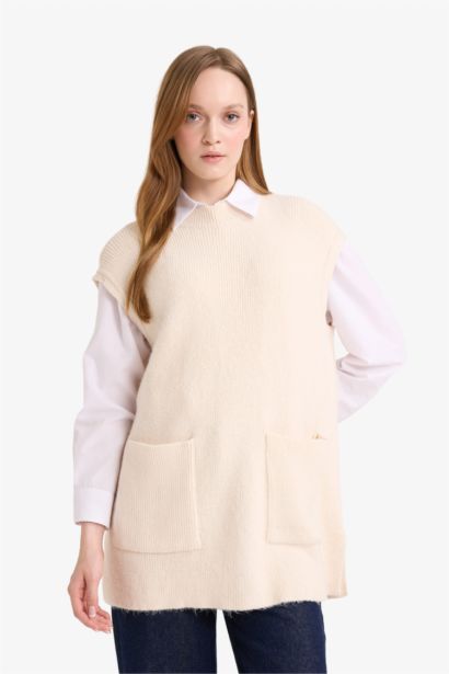 Pull sans manches en tricot Coupe ample