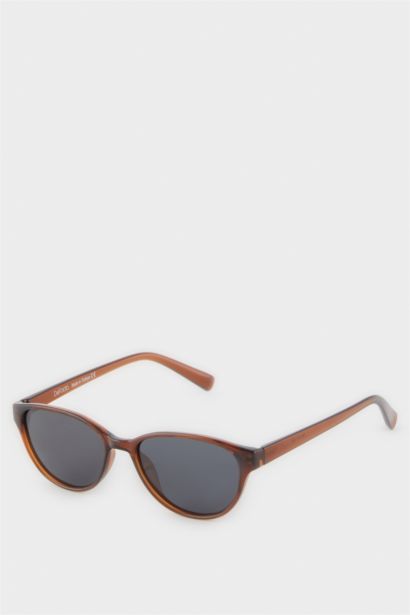 Yuvarlak Kahve Plastik Çerçeve Siyah Cam Polarize Güneş Gözlüğü Kız Çocuk