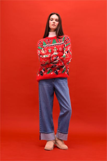 Pull de Noël à col rond Coupe régulière