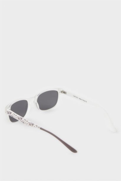 Yuvarlak Beyaz Plastik Çerçeve Siyah Cam Polarize Güneş Gözlüğü Kız Çocuk