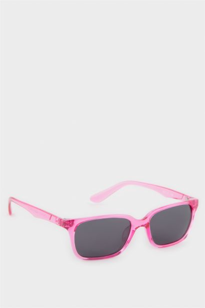 Yuvarlak Pembe Plastik Çerçeve Siyah Cam Polarize Güneş Gözlüğü Kız Çocuk