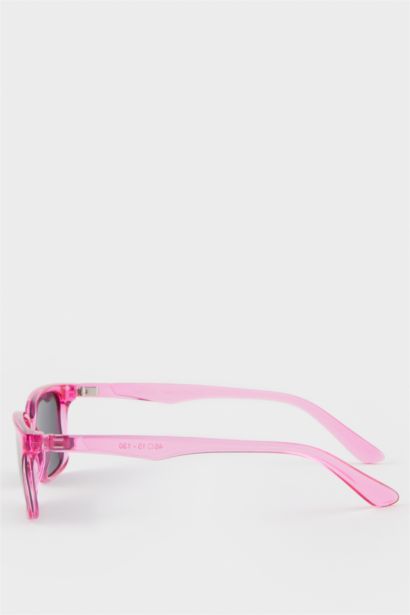 Yuvarlak Pembe Plastik Çerçeve Siyah Cam Polarize Güneş Gözlüğü Kız Çocuk