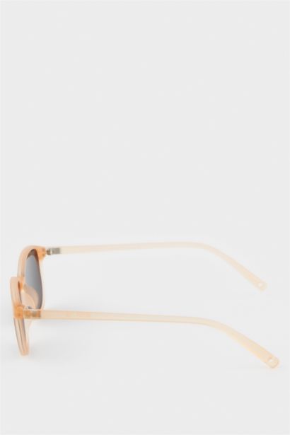 Yuvarlak Sarı Plastik Çerçeve Siyah Cam Polarize Güneş Gözlüğü Kız Çocuk