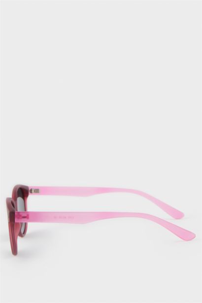 Yuvarlak Kırmızı ve Pembe Plastik Çerçeve Siyah Cam Polarize Güneş Gözlüğü Kız Çocuk