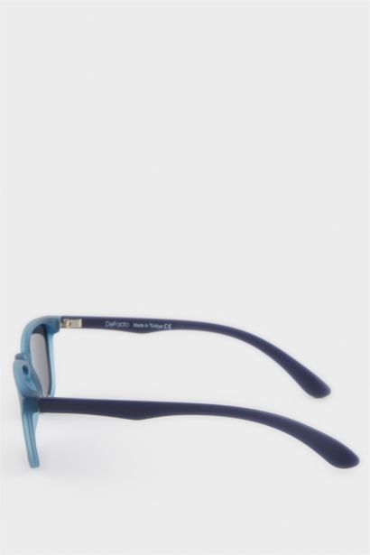 Yuvarlak Mavi Plastik Çerçeve Siyah Cam Polarize Güneş Gözlüğü Erkek Çocuk